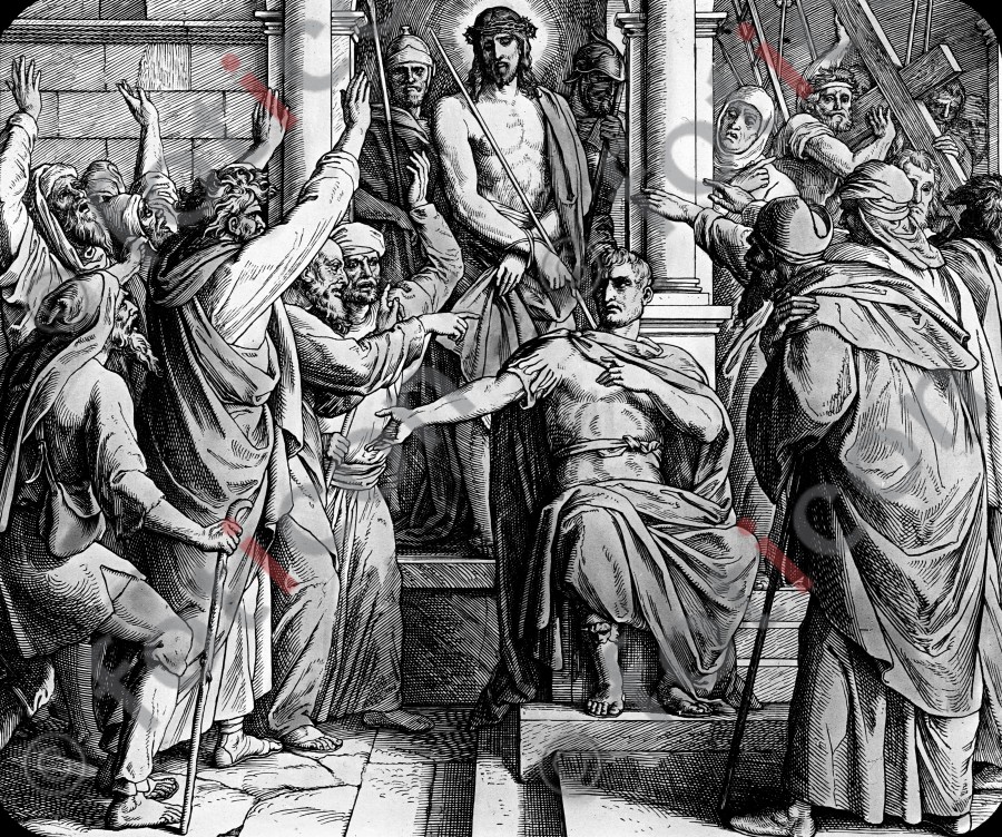 Pontius Pilatus lässt das Volk entscheiden | Pontius Pilate lets the people decide (foticon-simon-043-sw-045.jpg)
